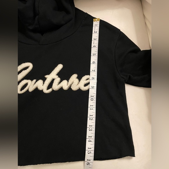 2️⃣6️⃣Juicy Couture Crop Hooded Sweatshirt Size S Black Color - Picture 8 of 10